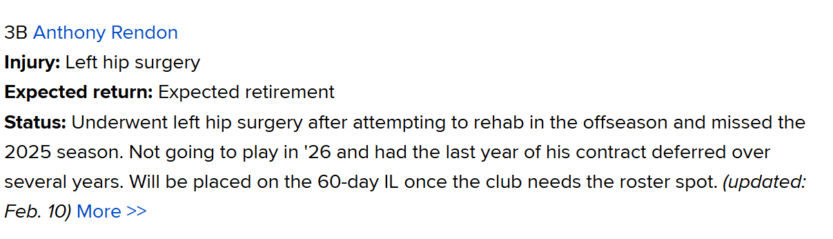 レンドンさん、負傷者リスト入り「今年も野球シーズンが到来した!」